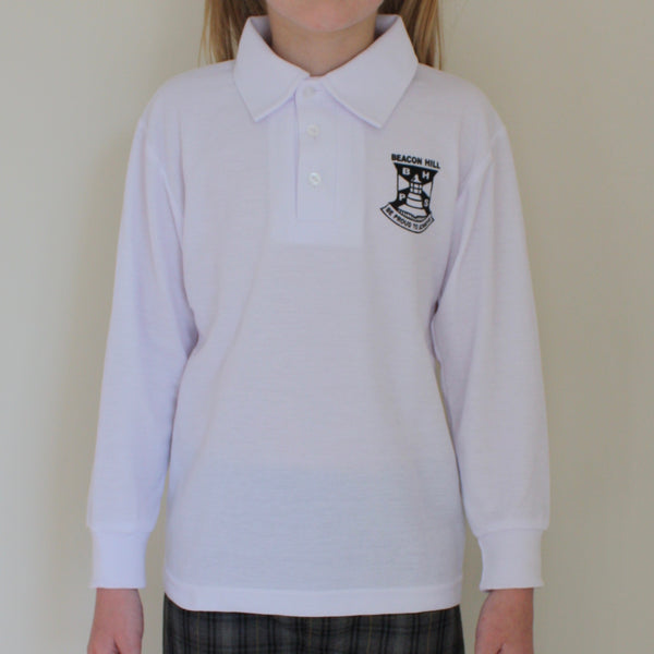 Long Sleeve Polo Shirts with Embroidered School Badge