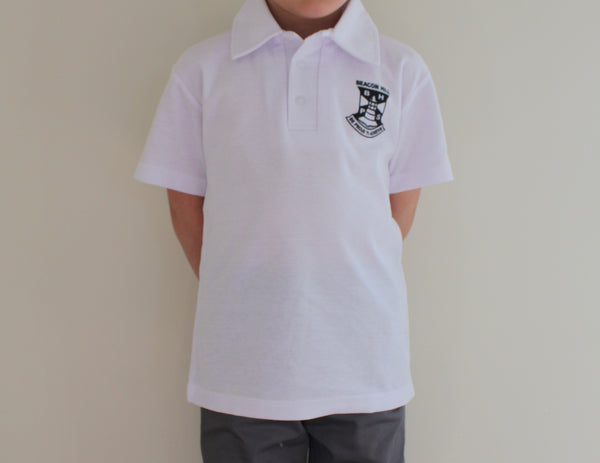 Short Sleeved Polo Shirts with Printed School Badge